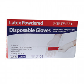 Gepoederde Latex Disposable handschoenen (per 100 stuks) A910
