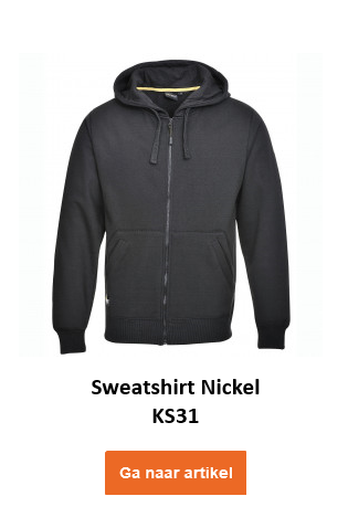 Sweatshirt Nikkel KS31 in zwart met een link naar het artikel.