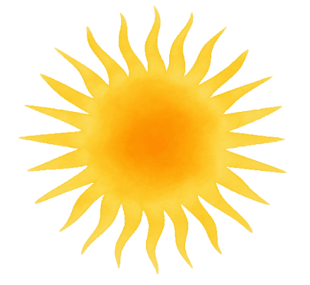 Ge&iuml;llustreerde zon als verwijzing naar hitte en verkoeling tijdens het werk.
