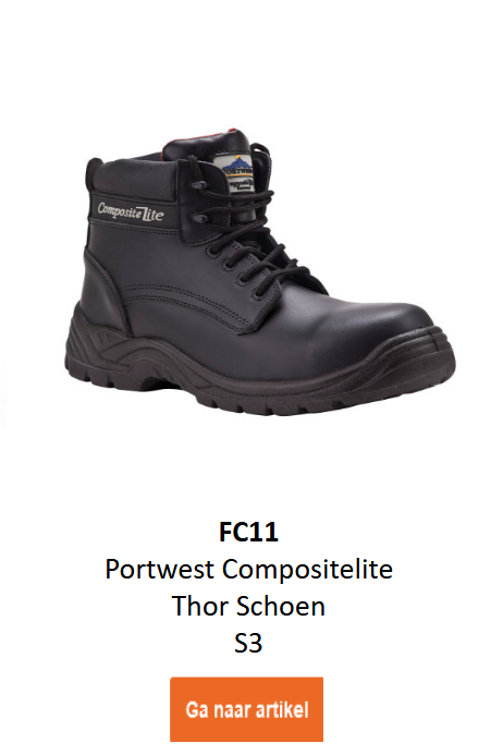 Afbeelding van de Portwest Compositelite laars Thor S3 FC11 in het zwart. Een link naar het artikel is toegevoegd.