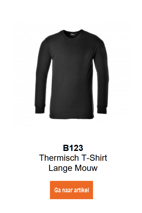 Afbeelding van het thermoshirt met lange mouwen B123 in zwart.