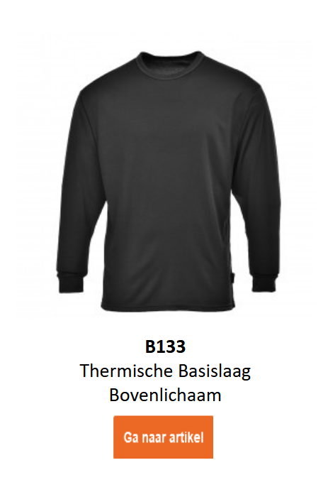 Afbeelding van het Thermo Baselayer Top B133 in zwart.