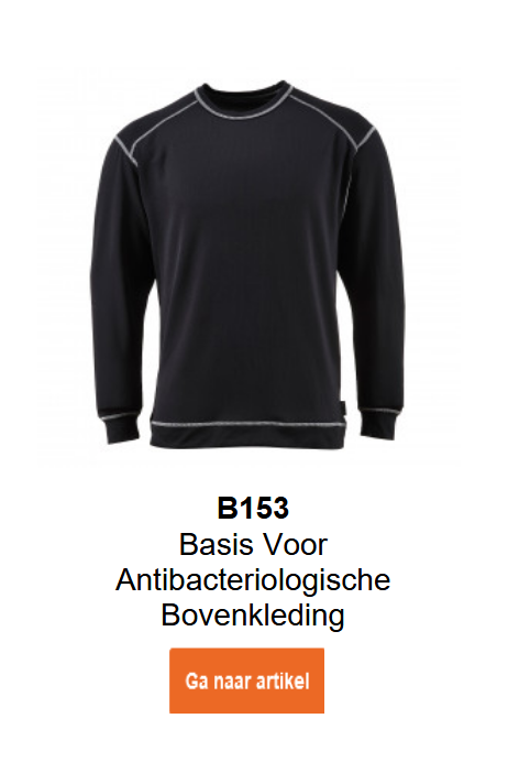 Afbeelding van het antibacteri&euml;le Top Basis Pro B153 in zwart met witte naden.