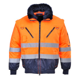 3-in-1 veiligheids pilotenjack PJ50 in blauw en oranje. Een link naar het artikel is toegevoegd.