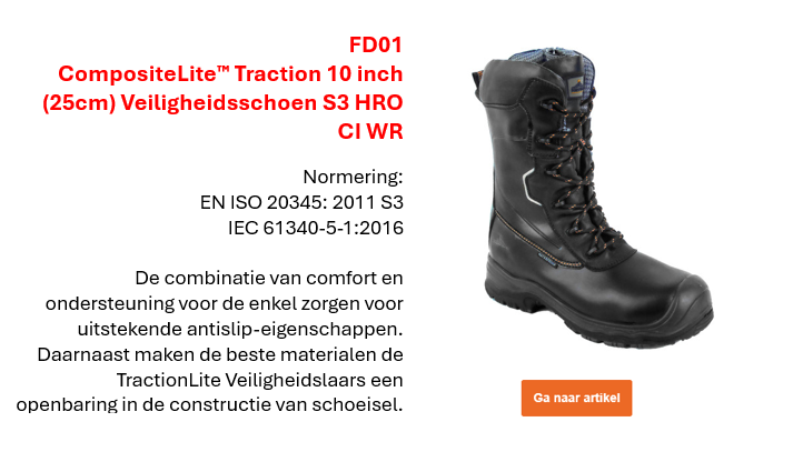 Afbeelding van de Portwest Compositelite Traction veiligheidslaars FD01 in zwart. Link leidt naar productpagina.