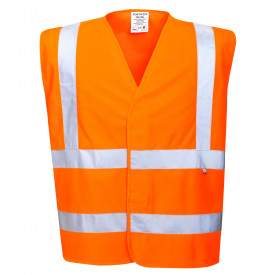 Portwest Vlamvertragend hogezichtbaarheids vest FR75 in oranje. Er is een link naar de artikelpagina toegevoegd.