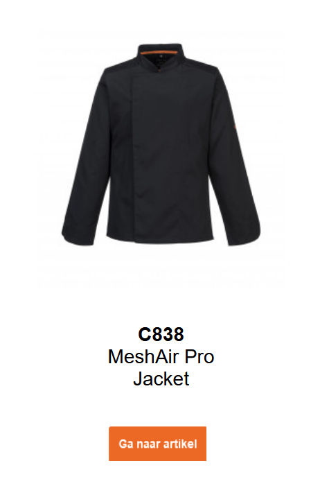 Afbeelding van de Mesh Air Pro jas C838 in zwart met oranje details.