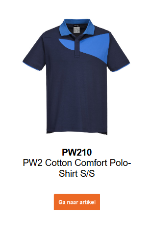 Afbeelding van het PW2 Katoenen Comfort Poloshirt S/S PW210 in blauw/koningsblauw. Er is een link naar het artikel beschikbaar.