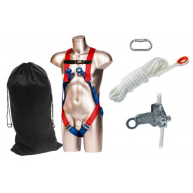 Portwest 10m Dak Kit FP66 met valharnas, touw, touwgrip, karabijnhaak en tas. Er is een link naar de artikelpagina toegevoegd.