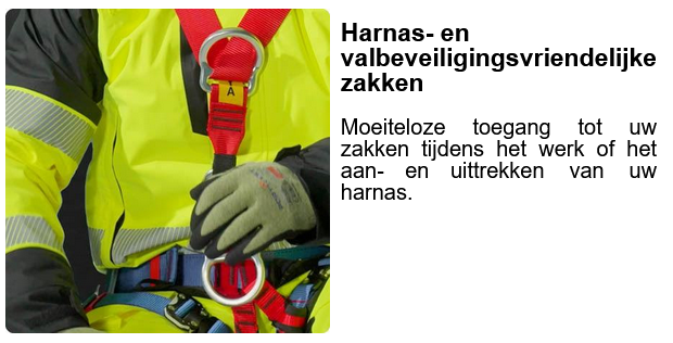 Werknemer met Portwest-veiligheidsharnas en handschoenen.