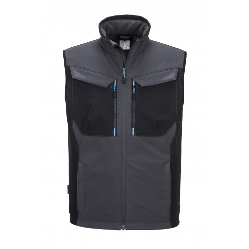 Afbeelding van het WX3 softshell vest T751 in grijs met een link naar het artikel.