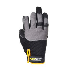 Portwest A740 Powertool Pro hoogwaardige handschoen in zwart en grijs met gele details