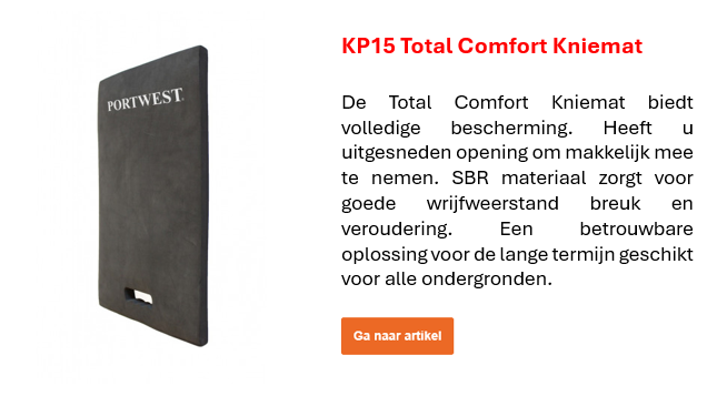 Afbeelding van het comfortabele kniekussen KP15 in zwart met witte Portwest-opdruk.