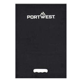 Portwest Total Comfort Kniemat KP15 in zwart met ge&iuml;ntegreerd handvat. Er is een link naar de artikelpagina toegevoegd.