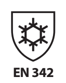 Symbool voor EN 342 met sneeuwvlok.