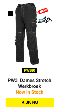 Link naar PW3 stretch werkbroek met hoge zichtbaarheid voor dames met voorbeeldafbeelding.