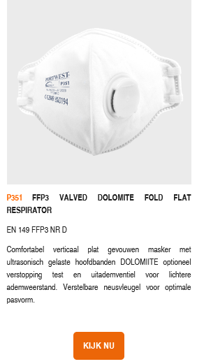 Presentatie van het fijnstofmasker P351 met link naar het artikel.