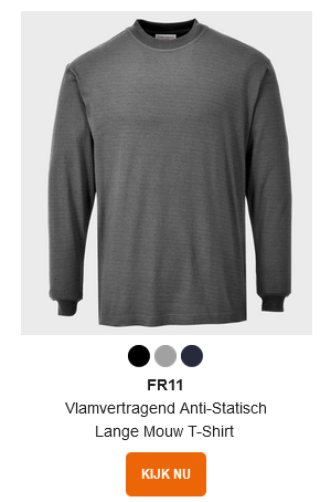 Modelafbeelding en link naar FR11 FR11 antistatisch vlamvertragend T-shirt met lange mouwen.